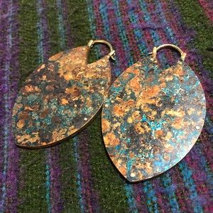 Beautiful copper and turquoise patina earrings